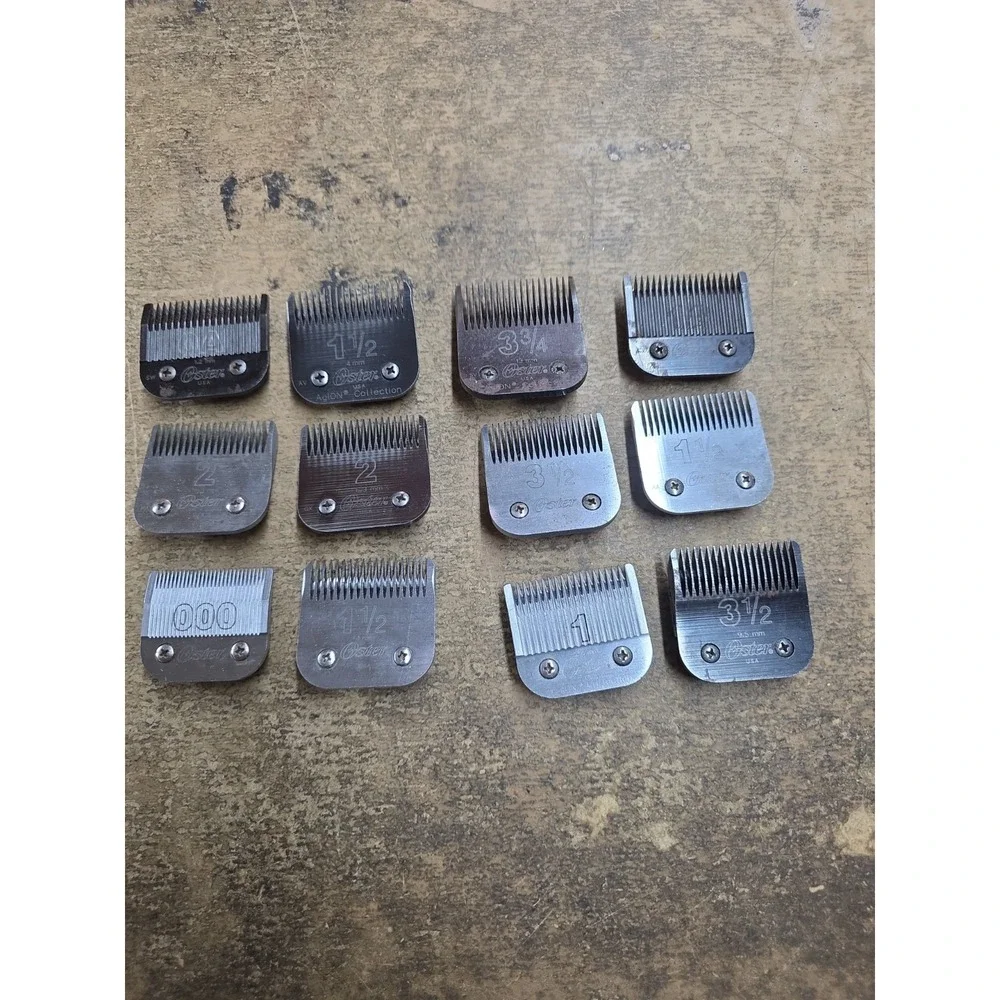 Vtg Lot of 12 OSTER HAIR CLIPPER BLADES Various Sizes Detachable, USA